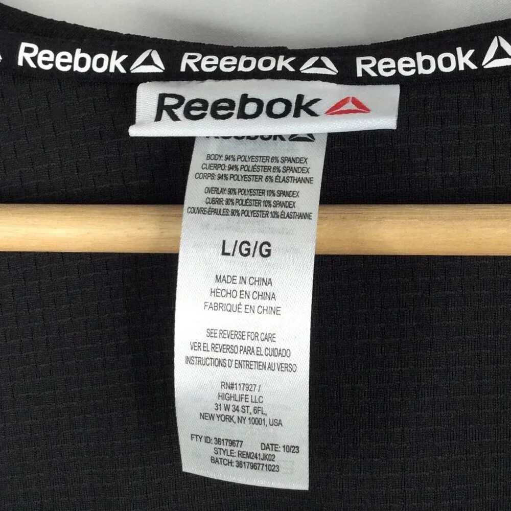 Reebok Hybrid Athletic Track Jacket Mens Size Large Black Full Zip‎ Pockets